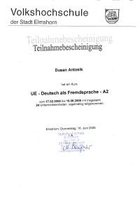Certifikát Nemčina